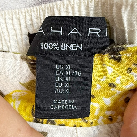 Tahari 100% Linen Wide Leg Elastic Waist Pineapple Floral Pants XL NWOT - Picture 8 of 8